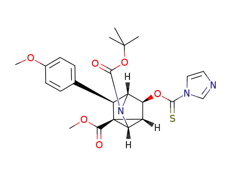 (1S,2R,4R,5S,6S,7R)-5-(Imidazole-1-carbothioyloxy)-7-(4-methoxy-phenyl)-3-aza-tricyclo[2.2.1.02,6]heptane-1,3-dicarboxylic acid 3-tert-butyl ester 1-methyl ester