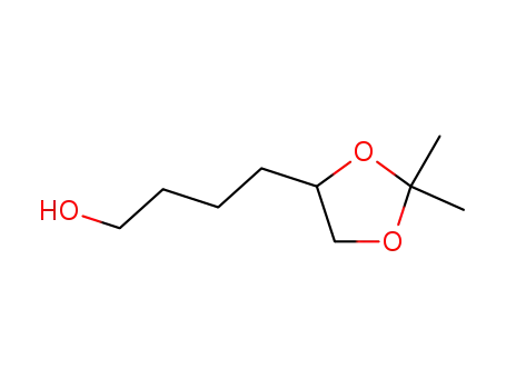 Molecular Structure of 14739-10-7 (4-(2,2-dimethyl-1,3-dioxolan-4-yl)butan-1-ol)