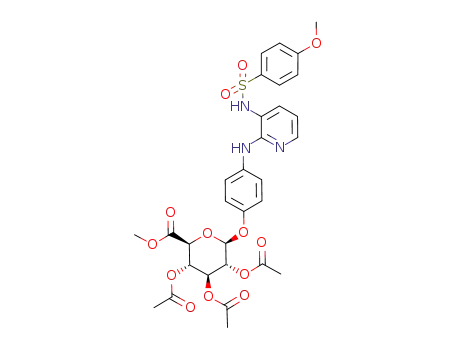 3,4,5-triacetoxy-6-{4-[3-(4-methoxy-benzenesulfonylamino)-pyridin-2-ylamino]-phenoxy}-tetrahydro-pyran-2-carboxylic acid methyl ester