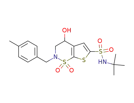 3,4-Dihydro-4-hydroxy-N-(1,1-dimethyl)ethyl-2-(4-methylphenyl)methyl-2H-thieno[3,2-e]-1,2-thiazine-6-sulfonamide 1,1-dioxide