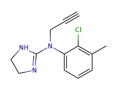 Molecular Structure of 61939-89-7 (1H-Imidazol-2-amine,
N-(2-chloro-3-methylphenyl)-4,5-dihydro-N-2-propynyl-)