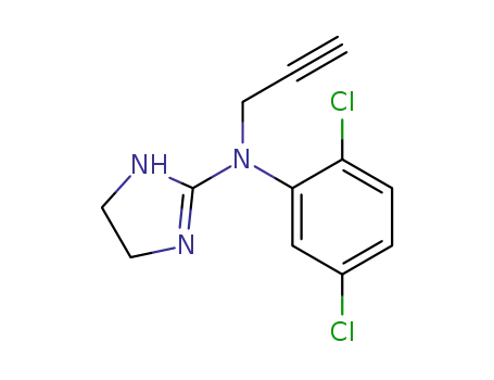 Molecular Structure of 61939-94-4 (1H-Imidazol-2-amine, N-(2,5-dichlorophenyl)-4,5-dihydro-N-2-propynyl-)