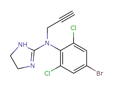 Molecular Structure of 61939-88-6 (1H-Imidazol-2-amine,
N-(4-bromo-2,6-dichlorophenyl)-4,5-dihydro-N-2-propynyl-)