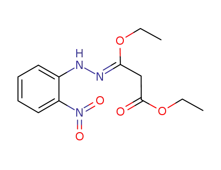 Molecular Structure of 100032-83-5 (Propanoic acid, 3-ethoxy-3-[(2-nitrophenyl)hydrazono]-, ethyl ester,
(3Z)-)
