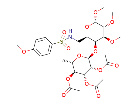 methyl 2,3,4-tri-O-acetyl-α-L-rhamnopyranosyl-(1->4)-6-deoxy-6-(4-methoxyphenylsulfonylamino)-2,3-di-O-methyl-α-D-galactopyranoside