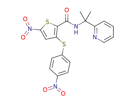 5-nitro-3-((4-nitrophenyl)thio)-N-(2-(pyridin-2-yl)propan-2-yl)thiophene-2-carboxamide