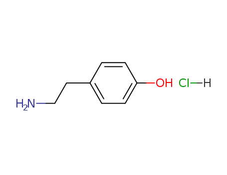 60-19-5,Tyramine hydrochloride,Phenol,4-(2-aminoethyl)-, hydrochloride (9CI);Phenol, p-(2-aminoethyl)-,hydrochloride (8CI);2-(4-Hydroxyphenyl)ethylamine hydrochloride;4-Hydroxy-b-phenethylamine hydrochloride;4-Hydroxyphenethylamine hydrochloride;Mydrial;Tyrosam;Uteramin;p-Tyramine hydrochloride;