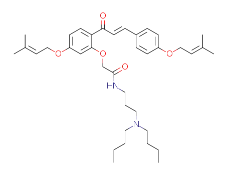 (E)-N-(3-(dibutylamino)propyl)-2-(5-((3-methylbut-2-en-1-yl)oxy)-2-(3-(4-((3-methylbut-2-en-1-yl)oxy)phenyl)acryloyl)phenoxy)acetamide