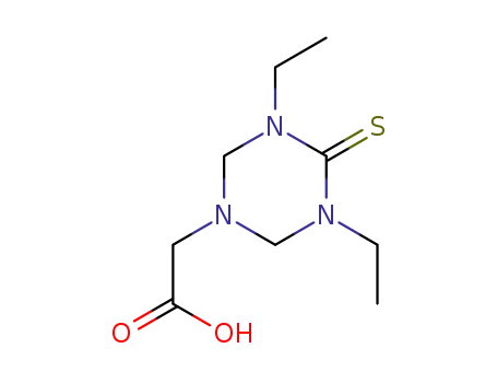 2-(3,5-diethyl-4-thioxo-1,3,5-triazinan-1-yl)acetic acid