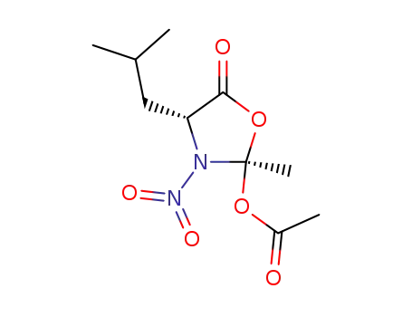 Acetic acid (2R,4R)-4-isobutyl-2-methyl-3-nitro-5-oxo-oxazolidin-2-yl ester