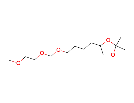 Molecular Structure of 91898-36-1 (1,3-Dioxolane, 4-[4-[(2-methoxyethoxy)methoxy]butyl]-2,2-dimethyl-)