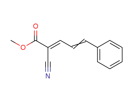 Molecular Structure of 85620-43-5 (2,4-Pentadienoic acid, 2-cyano-5-phenyl-, methyl ester, (2E)-)