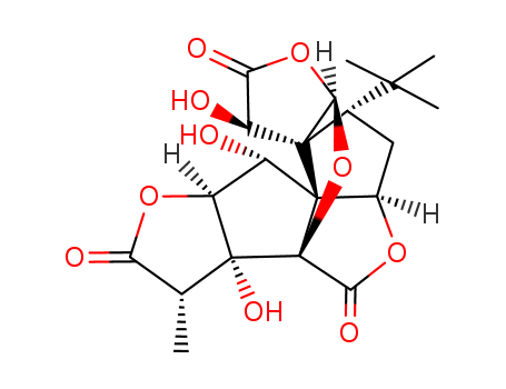 15291-77-7,Ginkgolide B,GinkgolideA, 1-hydroxy-, (1b)- (8CI);5H-Dicyclopenta[b,c]furan-3,5a(6H)-diacetic acid, 6-tert-butyl-3a-carboxyhexahydro-a5a,1,2,3,5,8-hexahydroxy-a3-methyl-, tri-g-lactone (8CI);9H-1,7a-(Epoxymethano)-1H,6aH-cyclopenta[c]furo[2,3-b]furo[3',2':3,4]cyclopenta[1,2-d]furan-5,9,12(4H)-trione,3-(1,1-dimethylethyl)hexahydro-4,7b,11-trihydroxy-8-methyl-, [1R-(1a,3b,3aS*,4b,6aa,7aa,7ba,8a,10aa,11b,11aR*)]-;BN 52051;9H-1,7a-(Epoxymethano)-1H,6aH-cyclopenta[c]furo[2,3-b]furo[3',2':3,4]cyclopenta[1,2-d]furan-5,9,12(4H)-trione,3-(1,1-dimethylethyl)hexahydro-4,7b,11-trihydroxy-8-methyl-, (1R,3S,3aS,4R,6aR,7aR,7bR,8S,10aS,11R,11aR)-;