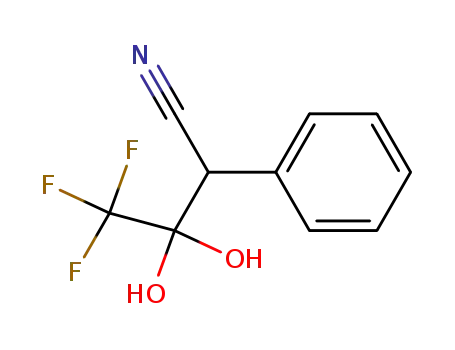 Molecular Structure of 139746-19-3 (Benzeneacetonitrile, a-(2,2,2-trifluoro-1,1-dihydroxyethyl)-)
