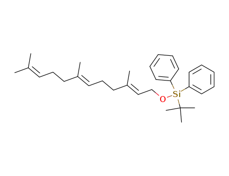 Molecular Structure of 151409-23-3 (Silane,
(1,1-dimethylethyl)diphenyl[(3,7,11-trimethyl-2,6,10-dodecatrienyl)oxy]-,
(E,E)-)