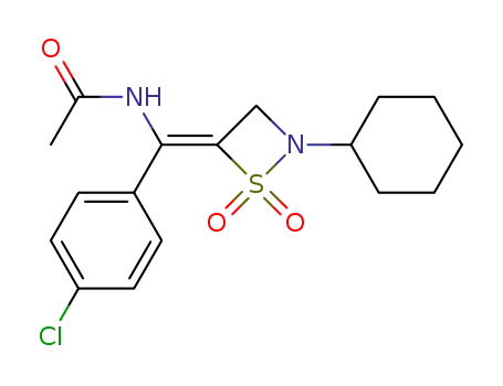 (E)-4-(α-acetamido-4-chlorobenzylidene)-2-cyclohexyl-1,2-thiazetidine 1,1-dioxide