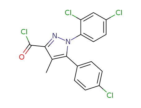 Molecular Structure of 168273-05-0 (1H-Pyrazole-3-carbonyl chloride,
5-(4-chlorophenyl)-1-(2,4-dichlorophenyl)-4-methyl-)