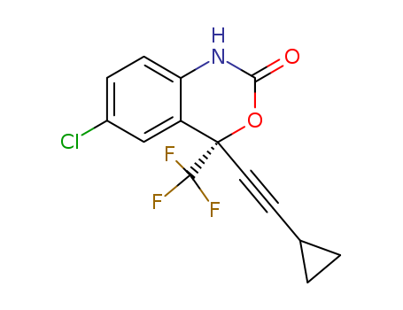 154598-52-4,Efavirenz,2H-3,1-Benzoxazin-2-one,6-chloro-4-(cyclopropylethynyl)-1,4-dihydro-4-(trifluoromethyl)-, (4S)- (9CI);(-)-Efavirenz;DMP 266;Sustiva;(4S)-6-Chloro-4-(cyclopropylethynyl)-1,4-dihydro-4-(trifluoromethyl)-2H-3,1-benzoxazin-2-one;Stocrin;(S)-6-Chloro-4-(cyclopropylethynyl)-1,4-dihydro-4-(trifluoromethyl)-2H-3,1-benzoxazin-2-one;