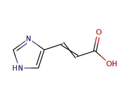 104-98-3,Urocanic acid,4-Imidazolylacrylic acid;5-Imidazoleacrylicacid;NSC 66357;Urocaninic acid;3-(1H-Imidazol-4-yl)acrylic acid;3-(4-Imidazolyl)acrylic acid;3-(1H-Imidazol-4-yl)-2-propenoic acid;Imidazole-4-acrylic acid (8CI);2-Propenoicacid, 3-(1H-imidazol-4-yl)- (9CI);