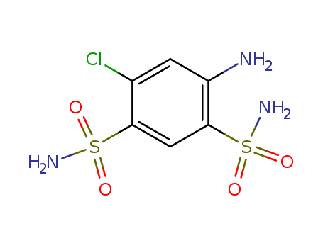 121-30-2,4-Amino-6-chlorobenzene-1,3-disulfonamide,m-Benzenedisulfonamide,4-amino-6-chloro- (8CI);1-Amino-5-chloro-2,4-benzenedisulfonamide;3-Chloro-4,6-disulfamoylaniline;4-Amino-6-chloro-1,3-benzenedisulfonamide;4-Amino-6-chloro-m-benzenedisulfonamide;5-Chloro-2,4-disulfamoylaniline;Chloraminophenamide;Chloroaminophenamide;Idorese;NSC 93772;Salamid;Salamide;Salamide (diuretic);Salmid;Su 5683;