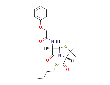 (5R)-3,3-dimethyl-7-oxo-6t-(2-phenoxy-acetylamino)-(5rH)-4-thia-1-aza-bicyclo[3.2.0]heptane-2c-carbothioic acid S-butyl ester