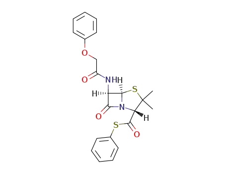 (5R)-3,3-dimethyl-7-oxo-6t-(2-phenoxy-acetylamino)-(5rH)-4-thia-1-aza-bicyclo[3.2.0]heptane-2c-carbothioic acid S-phenyl ester