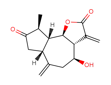 Molecular Structure of 22489-66-3 ((3aR,4S,6aR,9S,9aR,9bR)-4-hydroxy-9-methyl-3,6-dimethylideneoctahydroazuleno[4,5-b]furan-2,8(3H,4H)-dione)