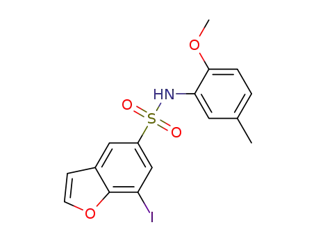 Molecular Structure of 856678-59-6 (5-Benzofuransulfonamide, 7-iodo-N-(2-methoxy-5-methylphenyl)-)