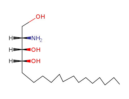 554-62-1,PHYTOSPHINGOSINE,1,3,4-Octadecanetriol,2-amino-, D-ribo- (8CI);1,3,4-Octadecanetriol, 2-amino-, [2S-(2R*,3R*,4S*)]-;Phytosphingosine (6CI);(+)-D-ribo-Phytosphingosine;4-D-Hydroxysphinganine;4D-Hydroxysphinganine;C18-Phytosphingosine;Sphinganine, 4-D-hydroxy-;D-ribo-1,3,4-Trihydroxy-2-aminooctadecane;(2S,3S,4R)-2-Aminooctadecane-1,3,4-triol;