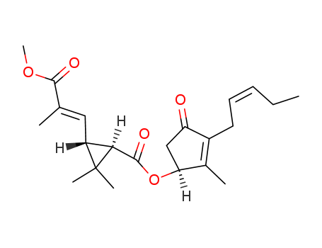 1172-63-0,Cyclopropanecarboxylic acid, 3-(1E)-3-methoxy-2-methyl-3-oxo-1-propenyl-2,2-dimethyl-, (1S)-2-methyl-4-oxo-3-(2Z)-2-pentenyl-2-cyclopenten-1-yl ester, (1R,3R)-,Cyclopropaneacrylicacid, 3-carboxy-a,2,2-trimethyl-,1-methyl ester, ester with4-hydroxy-3-methyl-2-(2-pentenyl)-2-cyclopenten-1-one (8CI);Cyclopropanecarboxylic acid,3-(3-methoxy-2-methyl-3-oxo-1-propenyl)-2,2-dimethyl-, 2-methyl-4-oxo-3-(2-pentenyl)-2-cyclopenten-1-ylester, [1R-[1a[S*(Z)],3b(E)]]-; Cyclopropanecarboxylicacid, 3-[(1E)-3-methoxy-2-methyl-3-oxo-1-propenyl]-2,2-dimethyl-,(1S)-2-methyl-4-oxo-3-(2Z)-2-pentenyl-2-cyclopenten-1-yl ester, (1R,3R)- (9CI);2-Cyclopenten-1-one, 4-hydroxy-3-methyl-2-(2-pentenyl)-, 3-ester with 1-methyl3-carboxy-a,2,2-trimethylcyclopropaneacrylate(8CI); Jasmolin II
