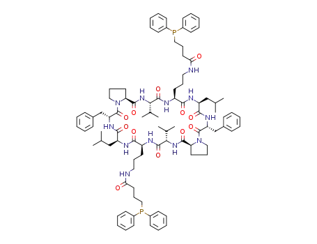 (6R,9S,12S,15S,17aS,23R,26S,29S,32S,34aS)-6,23-dibenzyl-12,29-bis(3-(3-(diphenylphosphino)propanoyloxyamino)propyl)-9,26-diisobutyl-15,32-diisopropyltetracosahydrodipyrrolo [1,2-a:1',2'-p] [1,4,7,10,13,16,19,22,25,28] decaaza cyclotriacontine-5,8,11,14,17,22,25,28,31,34-decaone