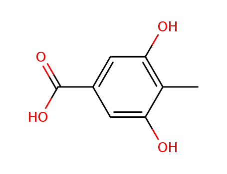 Molecular Structure of 28026-96-2 (3,5-Dihydroxy-4-methylbenzoic acid)