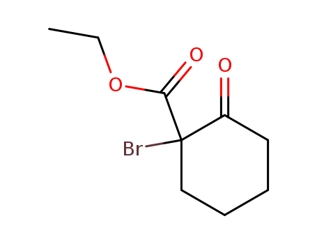 Molecular Structure of 34243-82-8 (Cyclohexanecarboxylic acid, 1-bromo-2-oxo-, ethyl ester)