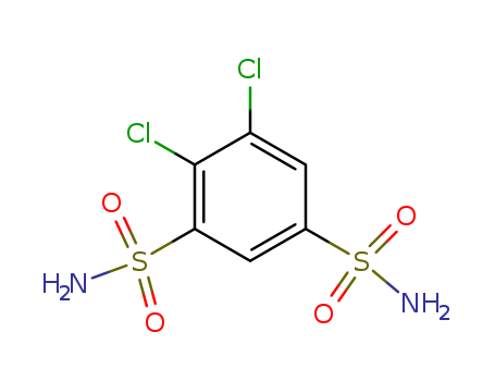 120-97-8,DICHLORPHENAMIDE,m-Benzenedisulfonamide,4,5-dichloro- (6CI,7CI,8CI);1,3-Disulfamoyl-4,5-dichlorobenzene;1,3-Disulfamyl-4,5-dichlorobenzene;3,4-Dichloro-5-sulfamylbenzenesulfonamide;4,5-Dichloro-1,3-disulfamoylbenzene;4,5-Dichloro-m-benzenedisulfonamide;Antidrasi;Daramide;Daranide;Dichlorophenamide;Dichlorphenamide;Diclofenamid;