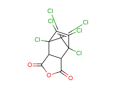 115-27-5,Chlorendic anhydride,Hexachloro-5-norbornene-2,3-dicarboxylic anhydride;endo-1,4,5,6,7,7-Hexachloro-1,2,3,4-tetrahydro-5-norbornene-2,3-dicarboxylicacid anhydride;Bicyclo[2.2.1]hept-5-ene-2,3-dicarboxylic acid, 1,4,5,6,7,7-hexachloro-,anhydride;3,4,5,6,7,7-Hexachloro-1,2,3,6-tetrahydro-3,6-endo-methylenephthalic anhydride;2,3-Dicarboxy-1,4,5,6,7,7-hexachlorobicyclo[2.2.1]hept-5-ene anhydride;1,4,5,6,7,7-Hexachloro-5-norbornene-2,3-dicarboxylic anhydride;5-Norbornene-2,3-dicarboxylicanhydride, 1,4,5,6,7,7-hexachloro- (6CI,8CI);Bicyclo[2.2.1]hept-5-ene-2,3-dicarboxylicanhydride, 1,4,5,6,7,7-hexachloro- (5CI);1,4,5,6,7,7-Hexachloro-5-bicyclo[2.2.1]heptene-2,3-dicarboxylic anhydride;Chlorendic anhydride;