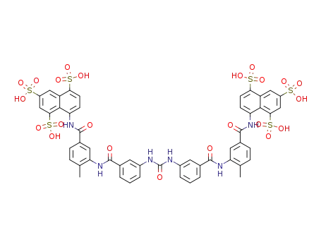 Molecular Structure of 145-63-1 (8,8'-[carbonylbis[imino-3,1-phenylenecarbonylimino(4-methyl-3,1-phenylene)carbonylimino]]bisnaphthalene-1,3,5-trisulphonic acid)