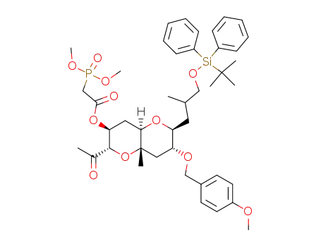 (Dimethoxy-phosphoryl)-acetic acid (2S,3S,4aR,6S,7R,8aS)-2-acetyl-6-[3-(tert-butyl-diphenyl-silanyloxy)-2-methyl-propyl]-7-(4-methoxy-benzyloxy)-8a-methyl-octahydro-pyrano[3,2-b]pyran-3-yl ester