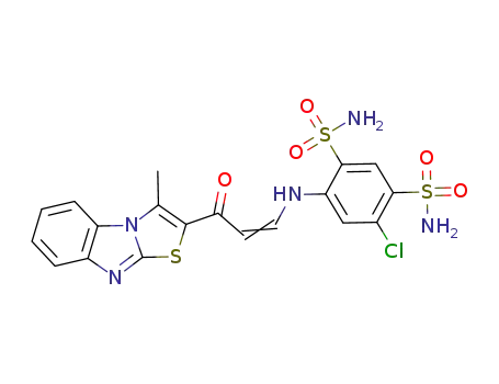 4-chloro-6-((3-(3-methylbenzo[4,5]imidazo[2,1-b]thiazol-2-yl)-3-oxoprop-1-en-1-yl)amino)benzene-1,3-disulfonamide