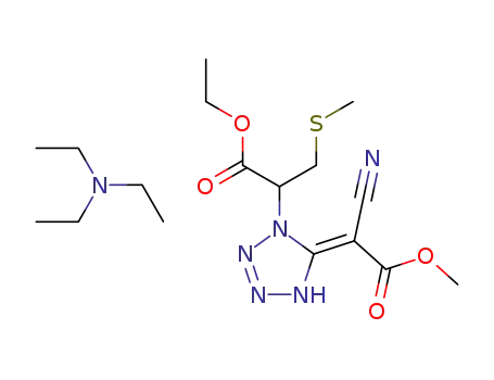 (E)-2-Cyan-2-<1-(1-ethoxycarbonyl)-3-methylthiopropyl)-4,5-dihydro-1H-tetrazol-5-yliden>essigsaeure-methylester, Triethylammonium-Salz