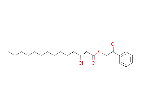 Molecular Structure of 87357-65-1 (Tetradecanoic acid, 3-hydroxy-, 2-oxo-2-phenylethyl ester, (R)-)