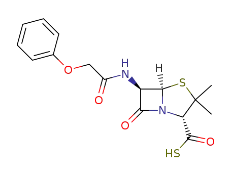 (5R)-3,3-dimethyl-7-oxo-6t-(2-phenoxy-acetylamino)-(5rH)-4-thia-1-aza-bicyclo[3.2.0]heptane-2c-carbothioic acid