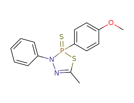 Molecular Structure of 79201-96-0 (1,3,4,2-Thiadiazaphosphole,
2,3-dihydro-2-(4-methoxyphenyl)-5-methyl-3-phenyl-, 2-sulfide)