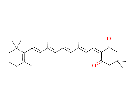 70424-15-6,retinylidene dimedone,all-E-retinylidenedimedone;2-retinylidene-5,5-dimethyl-1,3-cyclohexanedione;all-trans-retinylidene dimedone;Retinylidene dimedone;(all-E)-2-(3,7-Dimethyl-9-(2,6,6-trimethyl-1-cyclohexen-1-yl)-2,4,6,8-nonatetraenylidene)-5,5-dimethyl-1,3-cyclohexanedione;