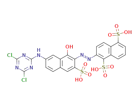 1-naphthol-2-(1',5'-disulphonaphthyl-2-azo)-7-(2'',4''-dichloro-s-triazin-6''-ylamino)-3-sulphonic acid