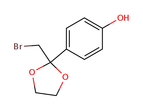 Molecular Structure of 182296-61-3 (Phenol, 4-[2-(bromomethyl)-1,3-dioxolan-2-yl]-)