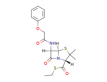 (5R)-3,3-dimethyl-7-oxo-6t-(2-phenoxy-acetylamino)-(5rH)-4-thia-1-aza-bicyclo[3.2.0]heptane-2c-carbothioic acid S-ethyl ester