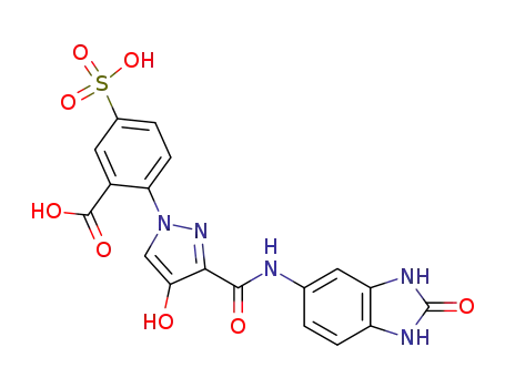 4-hydroxy-1-(2'-carboxy-4'-sulphophenyl)-3-[N-(2'-oxobenzimidazol-5'-yl)carboxamide]pyrazole