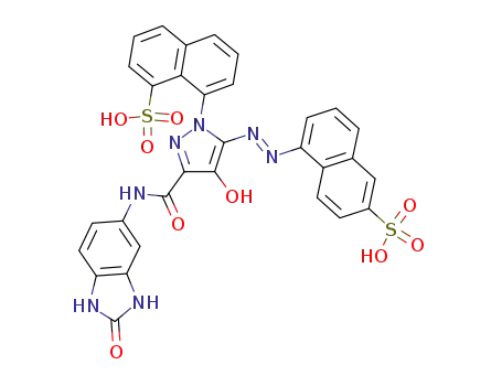 5-(6'-sulphonaphthyl)azo-1-(8'-sulphonaphthyl)-4-hydroxy-3-[N-(2'-oxobenzimidazol-5'-yl)carboxamide]pyrazole