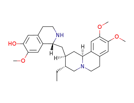 6-Isoquinolinol,1-[[(2S,3R,11bS)-3-ethyl-1,3,4,6,7,11b-hexahydro-9,10-dimethoxy-2H-benzo[a]quinolizin-2-yl]methyl]-1,2,3,4-tetrahydro-7-methoxy-,(1R)- cas  483-17-0