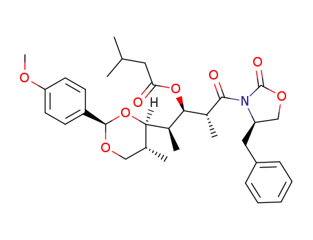 3-Methyl-butyric acid (1R,2R)-3-((R)-4-benzyl-2-oxo-oxazolidin-3-yl)-1-{(S)-1-[(2R,4R,5R)-2-(4-methoxy-phenyl)-5-methyl-[1,3]dioxan-4-yl]-ethyl}-2-methyl-3-oxo-propyl ester